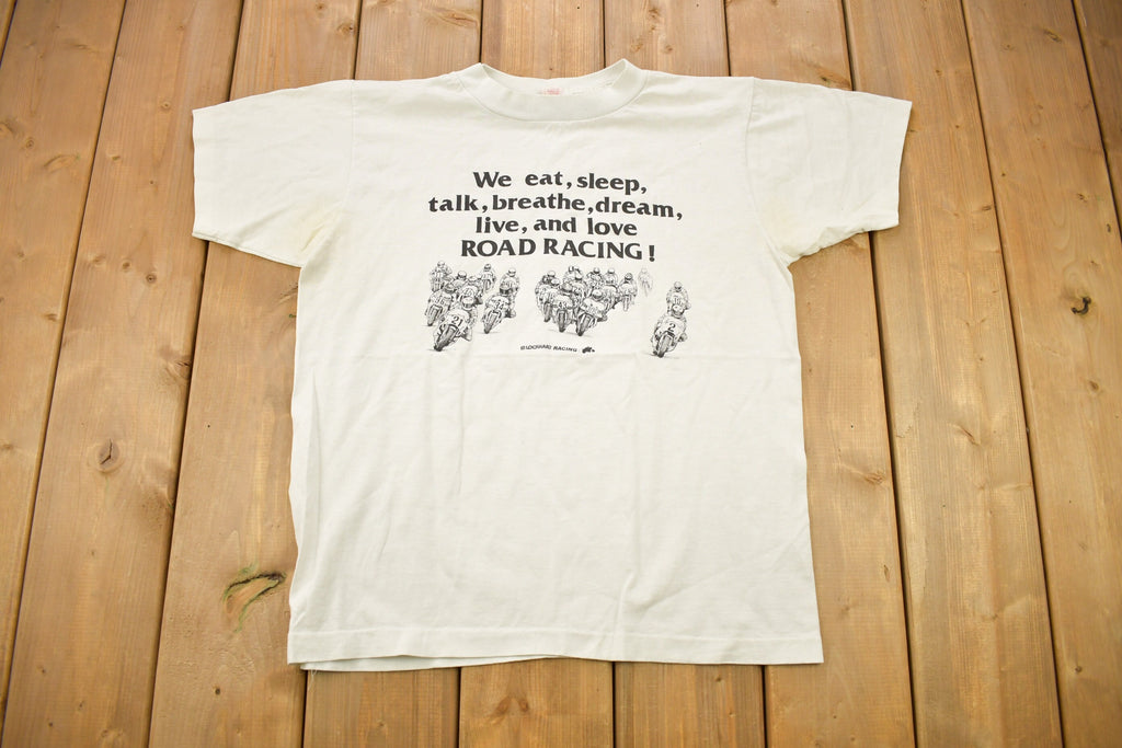Vintage 1980s Lockhart Racing Love Road Racing Street Bike Graphic T Shirt