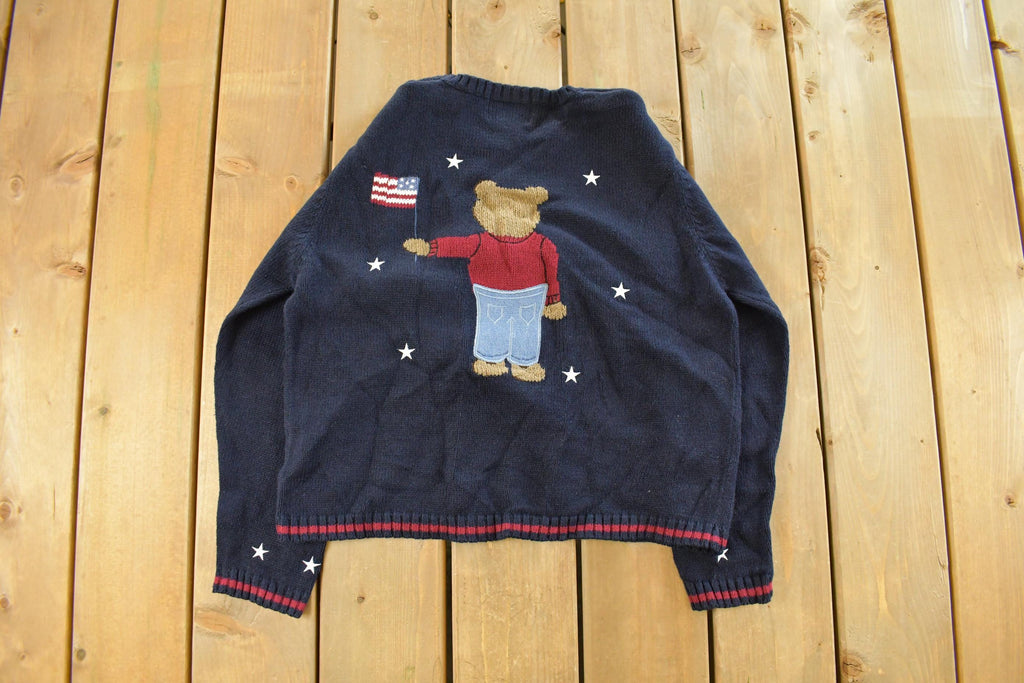 Vintage 1990s Christopher & Banks Teddy Bear USA Knit Crewneck Sweater Women's S