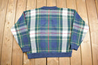 Vintage 1990s Hunt Club Plaid Knit Crewneck Sweater
