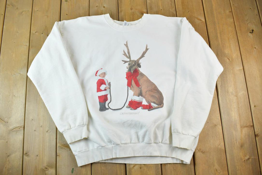 Vintage 1990s Anne Geddes Christmas Crewneck Sweatshirt Made In USA