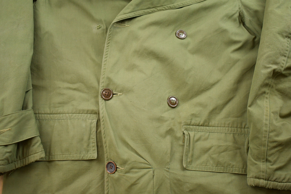 Vintage 1960s Military Double Breasted Overcoat