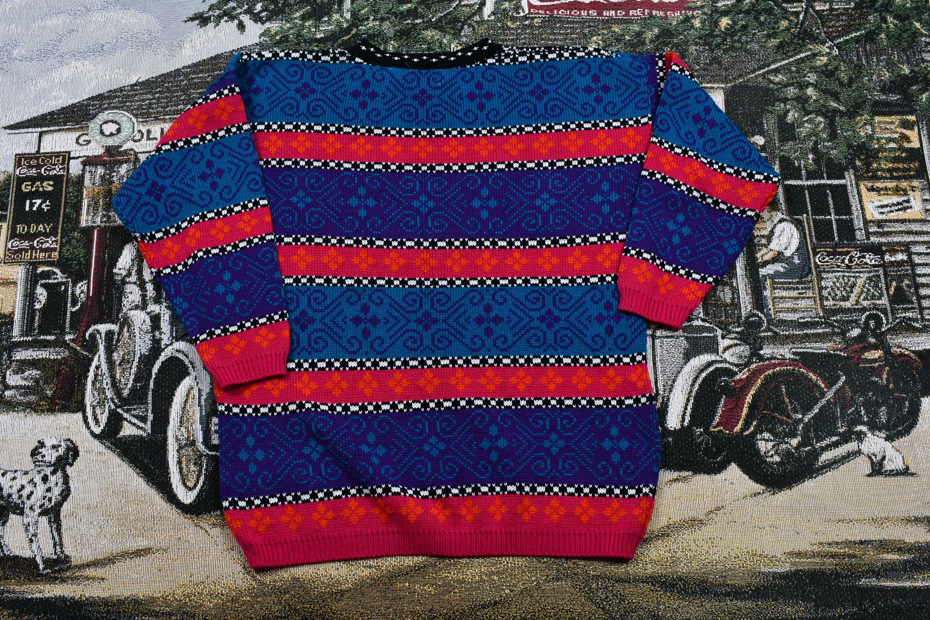 Vintage 1990s Striped 3D Knit Sweater