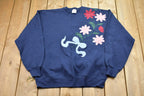 Vintage 1990s Floral Embroidered Cute Sweatshirt