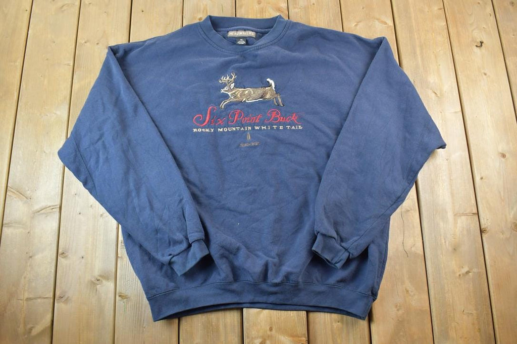 Vintage 1990s Six Point Buck Rocky Mountain Outdoorsman Crewneck Sweatshirt