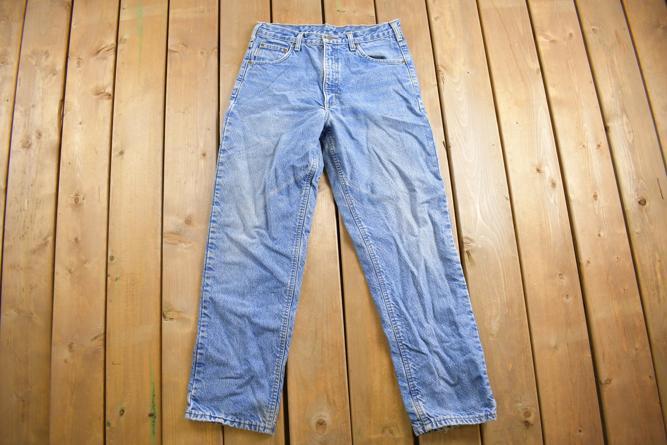Vintage 1990s Carhartt Plaid Lined Work Jeans Size 31 x 29