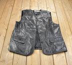 Vintage 1990s Elisabeth Liz Claiborne Black Leather Vest Made In USA