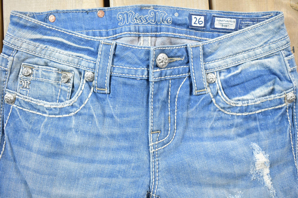 Vintage Y2K Miss Me Bedazzled Low Rise Jeans Size 26x32