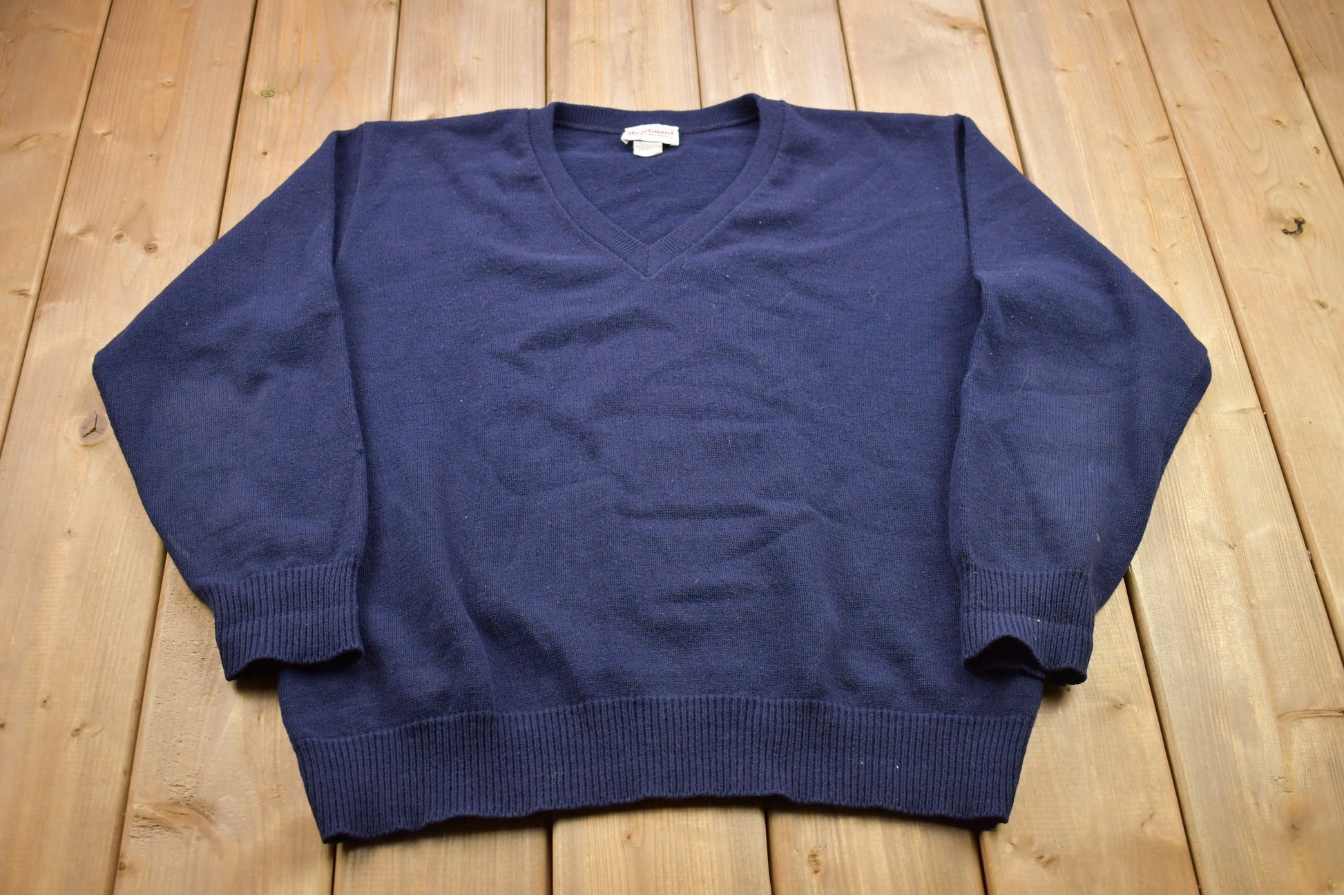 Vintage 1990s Blank Navy Blue Knitted Crewneck Sweater
