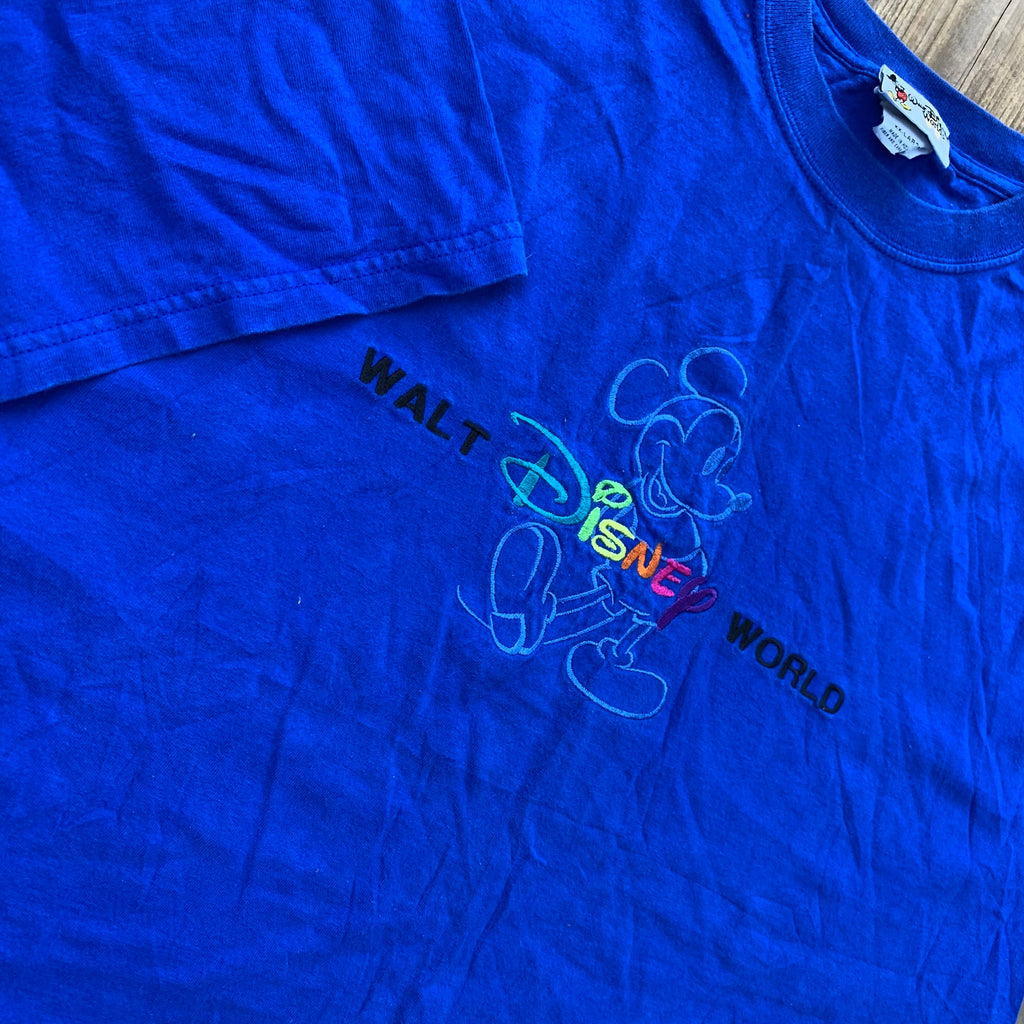 Vintage 90's Walt Disney World Mickey Mouse Embroidered Cartoon T-Shirt