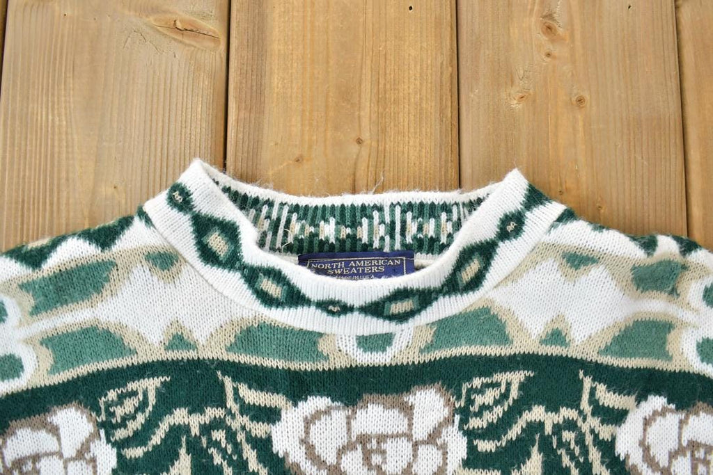 Vintage 1990s North American Sweaters Knit Crewneck Sweater / 90s Crewneck / Made In USA / Preppy