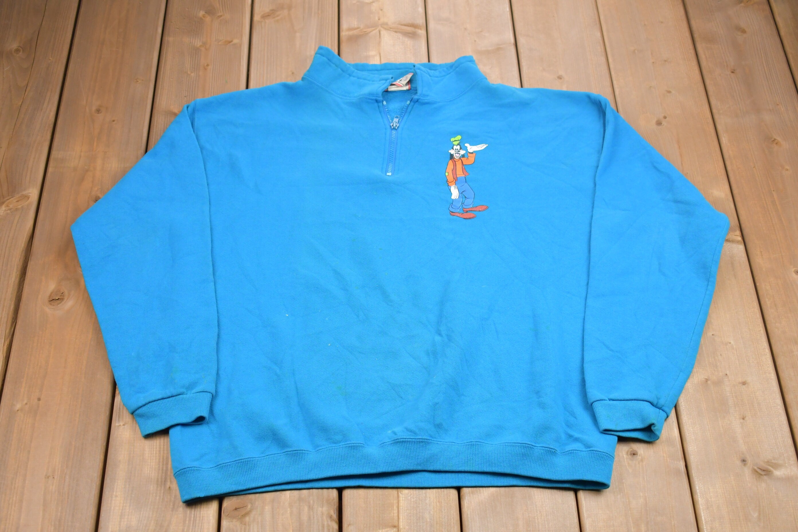 Vintage 1990s Disney Goofy Quarter Zip Crewneck Sweatshirt  Made in USA  90s Crewneck  Athleisure  Streetwear