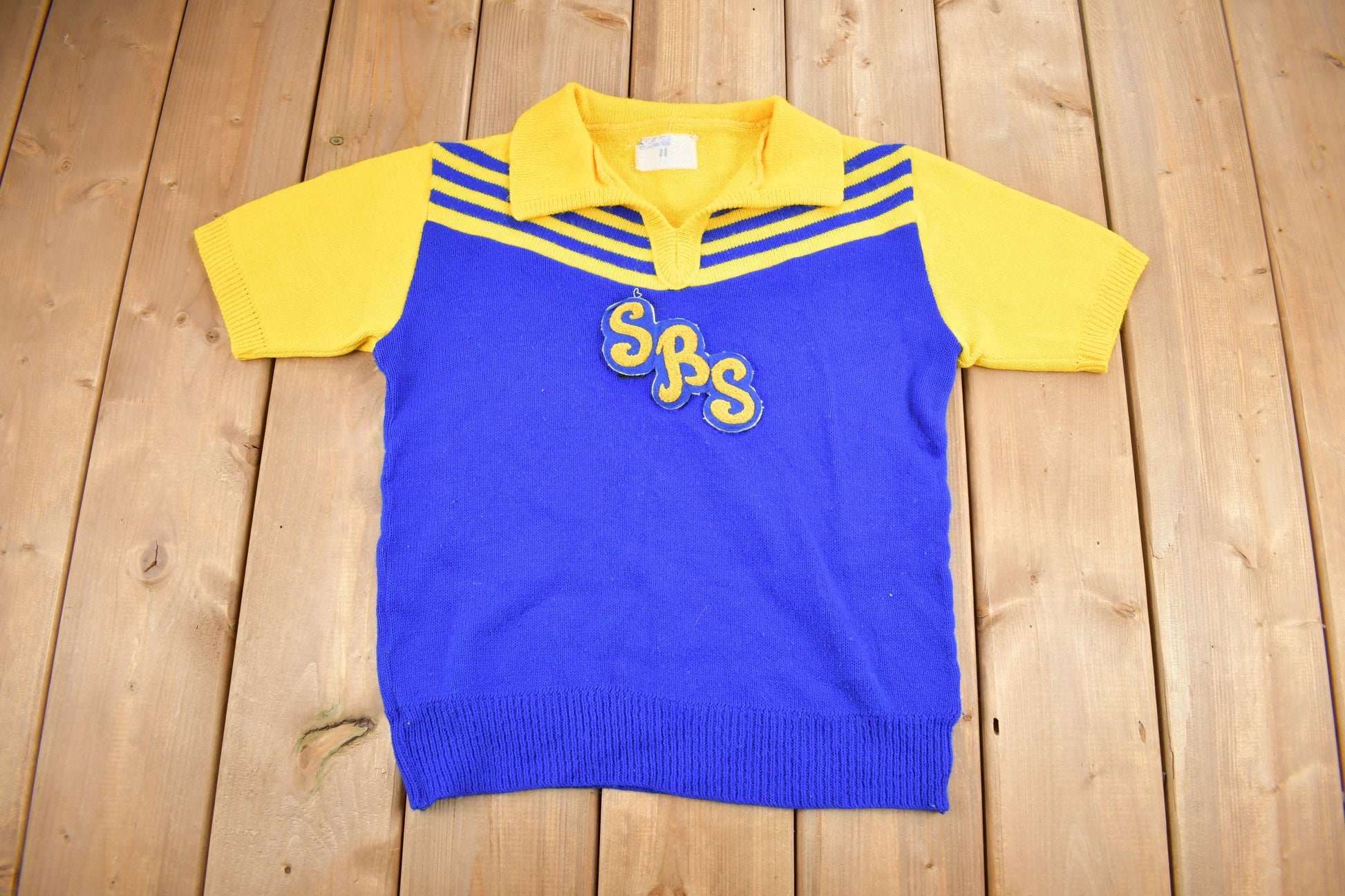 Vintage 1960s SBS Collegiate Knit Sweater True Vintage  Cheerleader Sweater  Made In USA  Embroidered