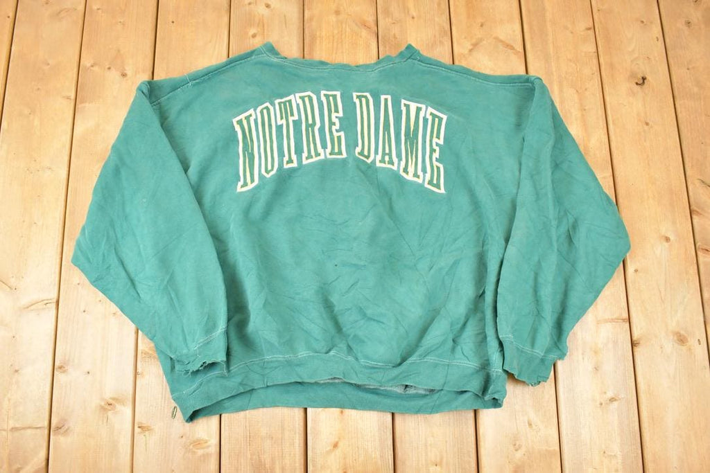 Vintage 1990s Notre Dame Embroidered University Crewneck Sweater Mens XXL