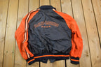 Vintage 1990s Harley Davidson Embroidered Motorcycle Satin Nylon Bomber Jacket