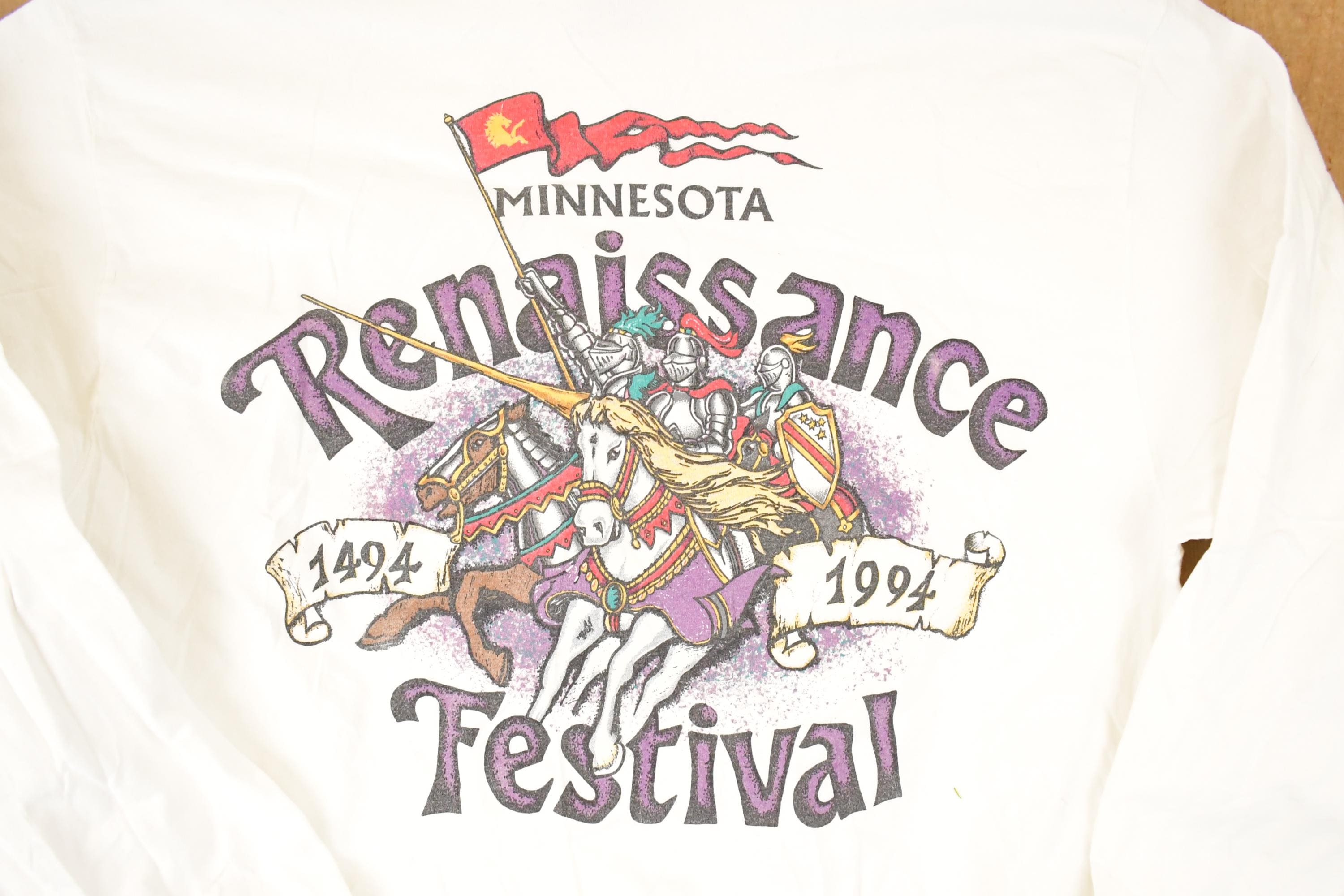 Vintage 1994 Minnesota Renaissance Festival Graphic Print Crewneck Shirt Men's M