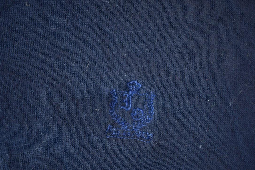 Vintage 1990s Oxford Knit Cotton Mix Quarter Button Mock Neck Sweatshirt