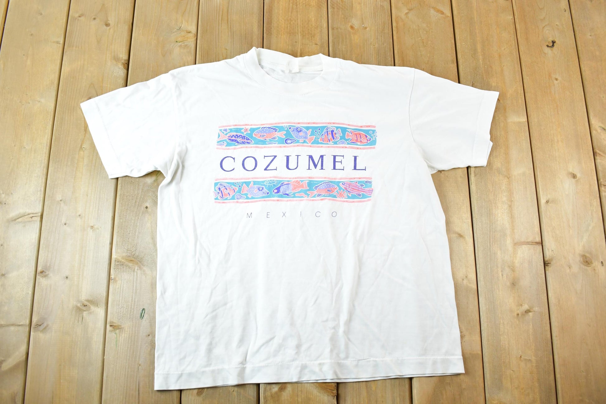 Vintage 1990s Cozumel Mexico Souvenir T-Shirt Mens L / Made In USA / Vintage Vacation Tee / Rare Destination Tee / Summer Shirt