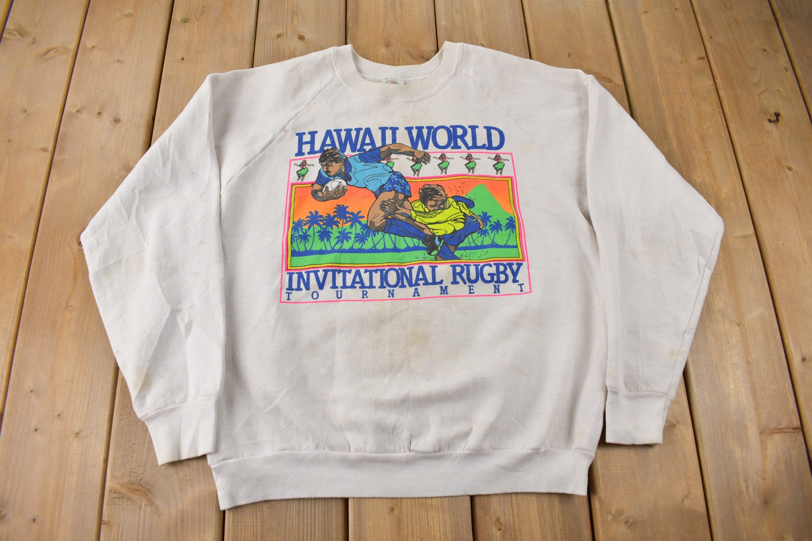 Vintage 1980s Hawaii World Invitational Rugby Tournament Crewneck Sweatshirt