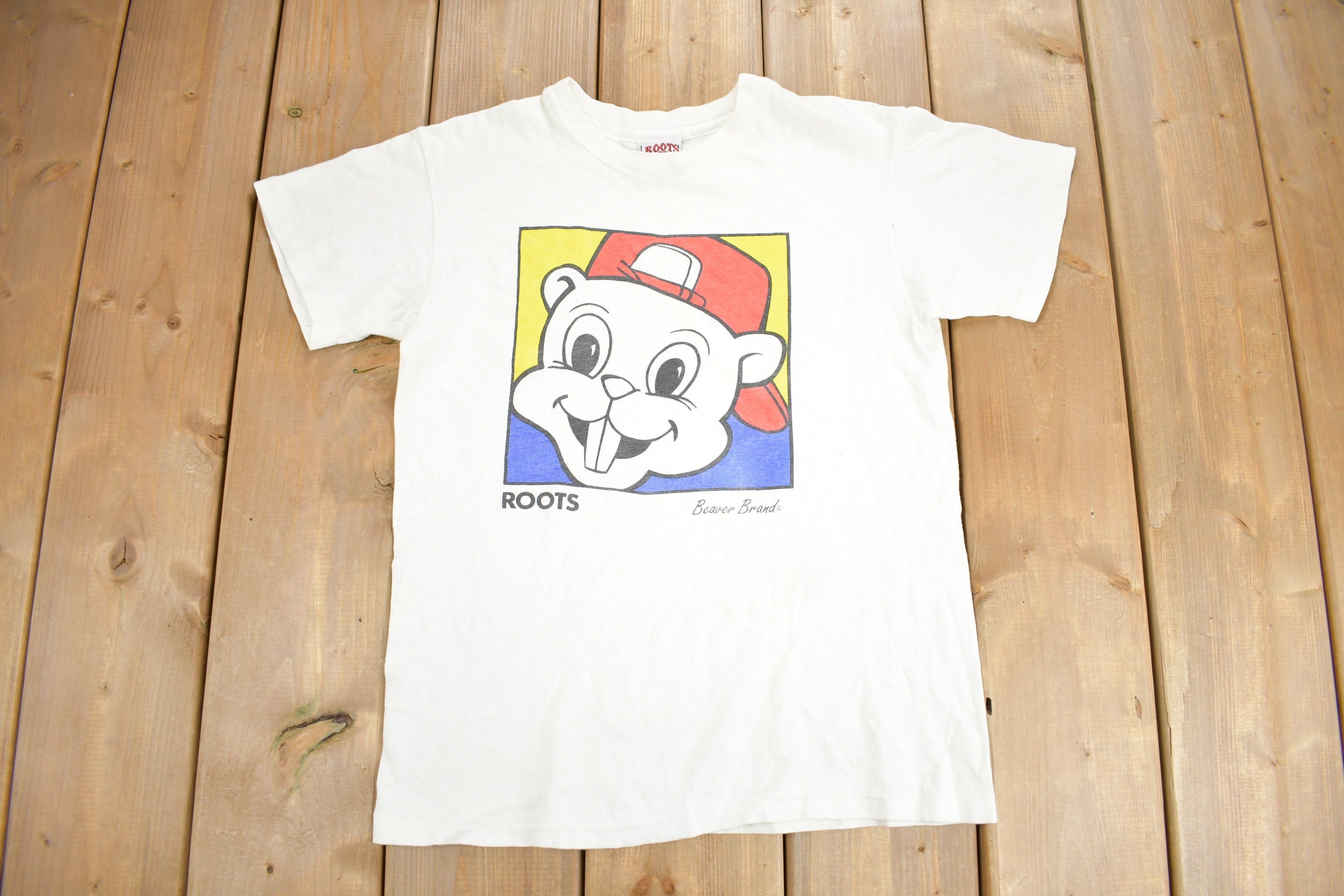 Vintage 1990s Roots Beaver Brand Graphic Youth T-Shirt
