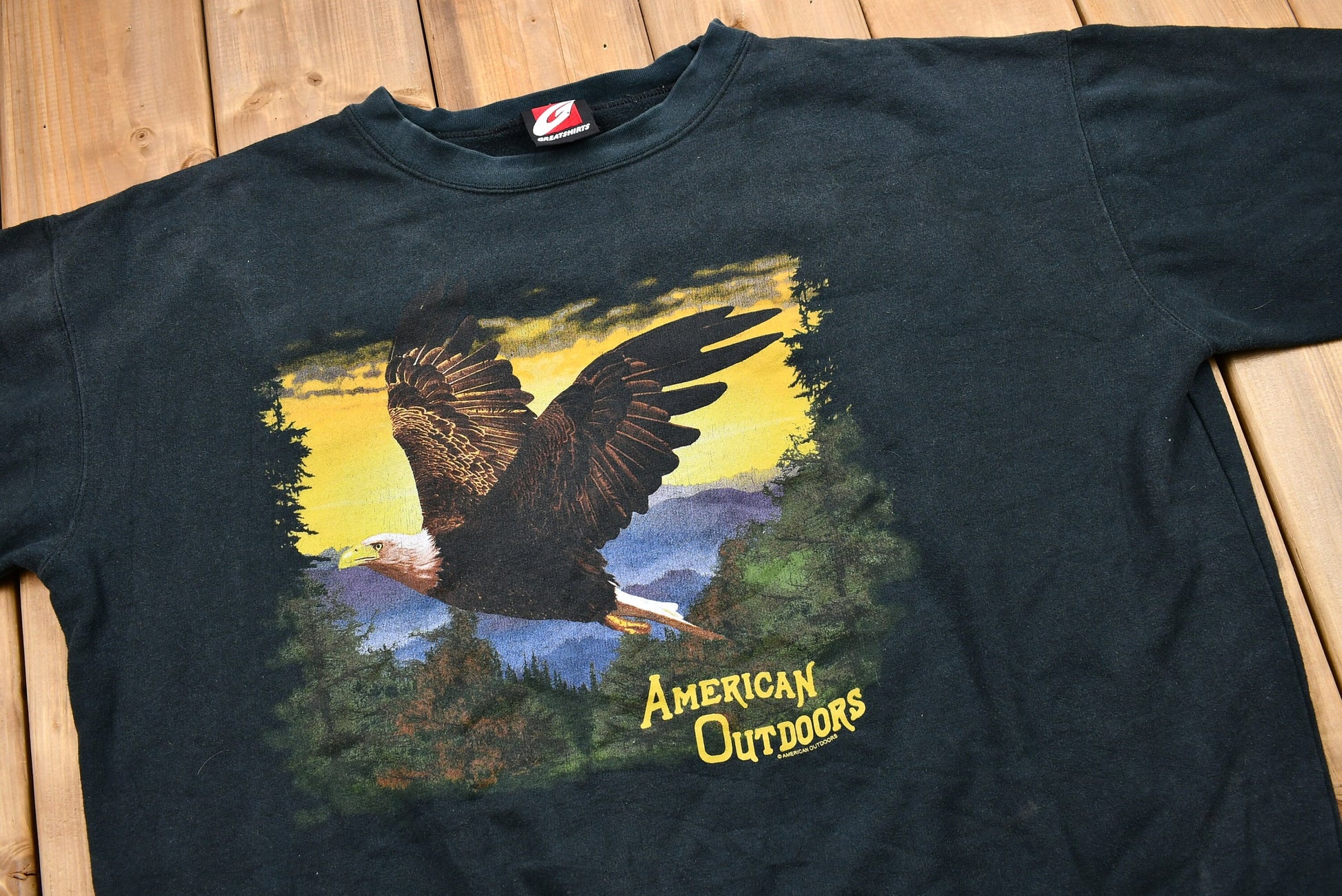 Vintage 1990s Distressed Bald Eagle Crewneck / 90s Crewneck / Conservation / Vintage Sweatshirt / American Sportswear / Pullover Sweatshirt