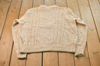 Vintage 1990s Liz Wear Knit Abstract Pattern Mockneck Sweater Womens L / 90s Crewneck / Preppy Knits