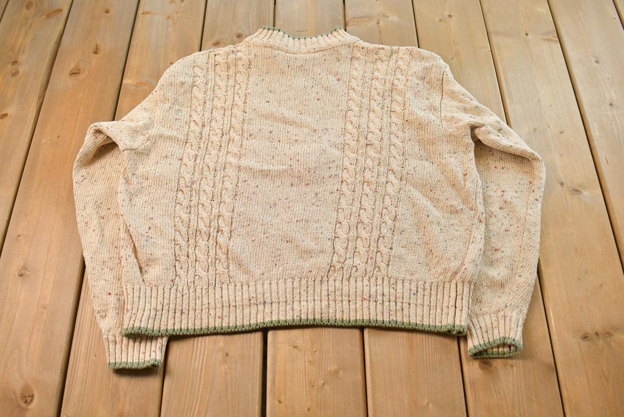 Vintage 1990s Liz Wear Knit Abstract Pattern Mockneck Sweater Womens L / 90s Crewneck / Preppy Knits