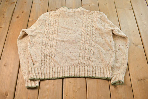 Vintage 1990s Liz Wear Knit Abstract Pattern Mockneck Sweater Womens L / 90s Crewneck / Preppy Knits