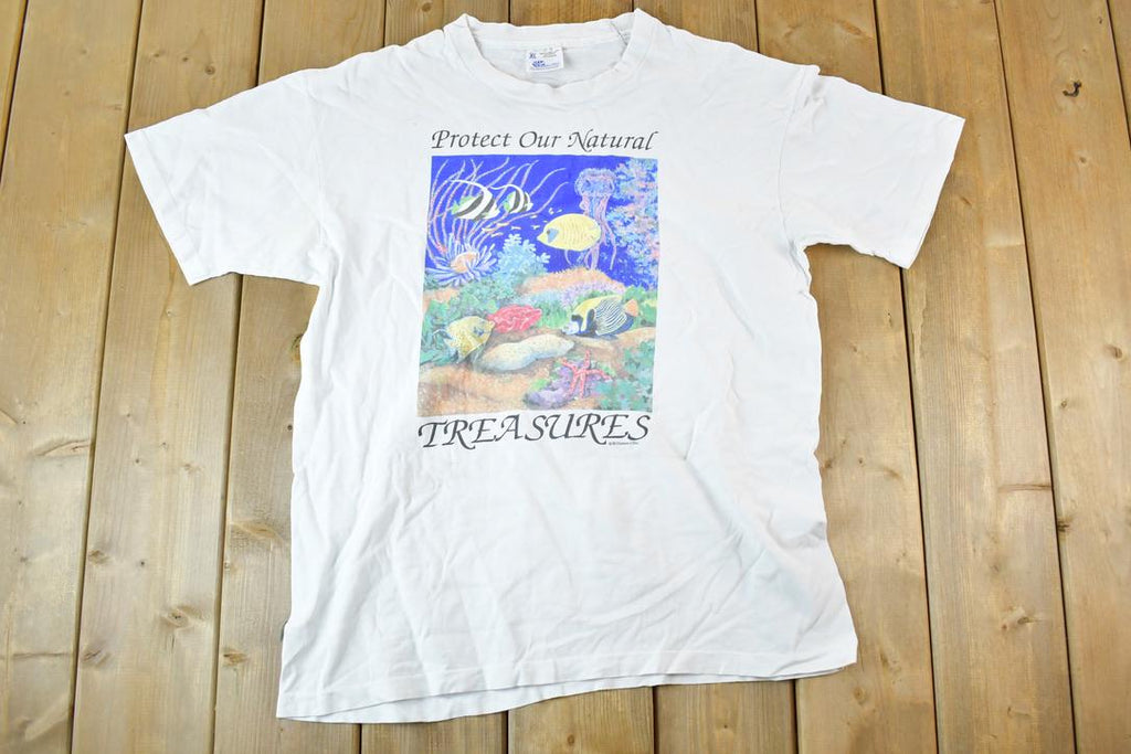 Vintage 90s Sea Scape T-Shirt: Protect Our Natural Treasures Mens M