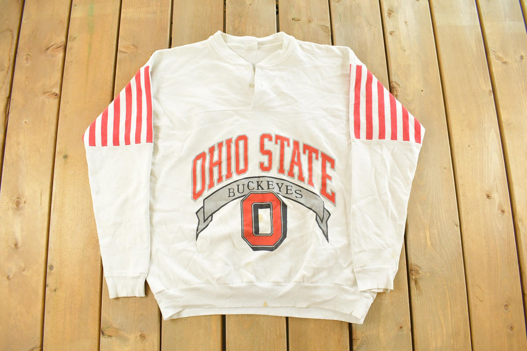 Vintage 1990s Ohio State University Buckeyes Collegiate Henley Sweatshirt Men's Large