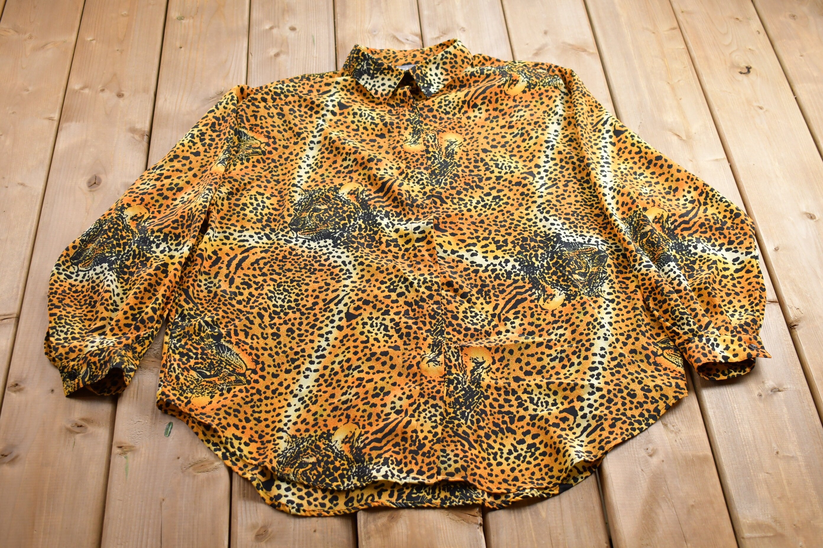 Vintage 1990s Cheetah Print Button Up Shirt