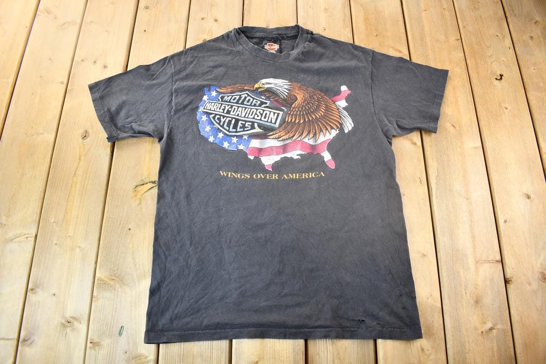 Vintage 1990s Harley's-R-U.S. Harley Davidson Lewiston Maine T-Shirt