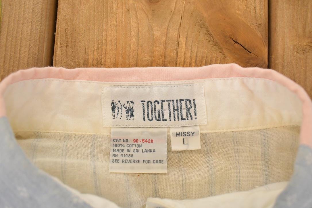 Vintage 1990s Together Embroidered Spring Farm Button Up Shirt Women's L