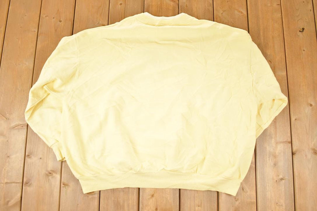 Vintage 1990s Top Stitch Embroidered Floral Double Collar Crewneck Sweatshirt Women's XL