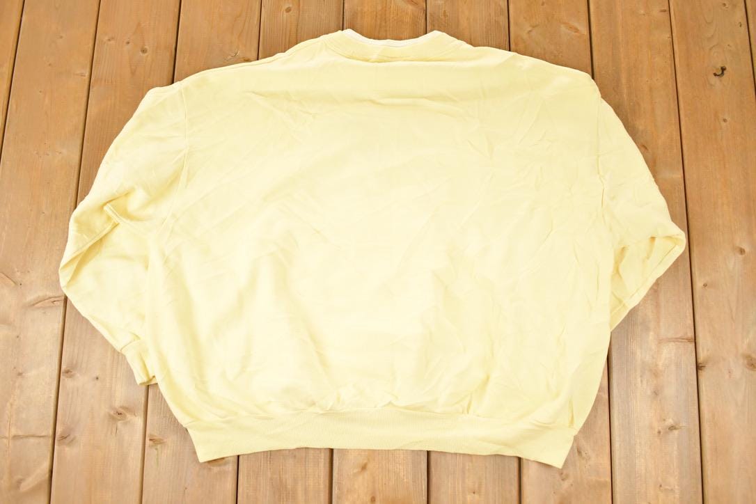 Vintage 1990s Top Stitch Embroidered Floral Double Collar Crewneck Sweatshirt Women's XL