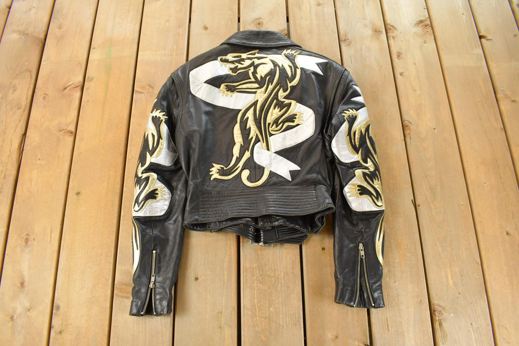 Vintage 1980s Michael Hoban North Beach Motorcycle Leather Jacket Women's XS-S