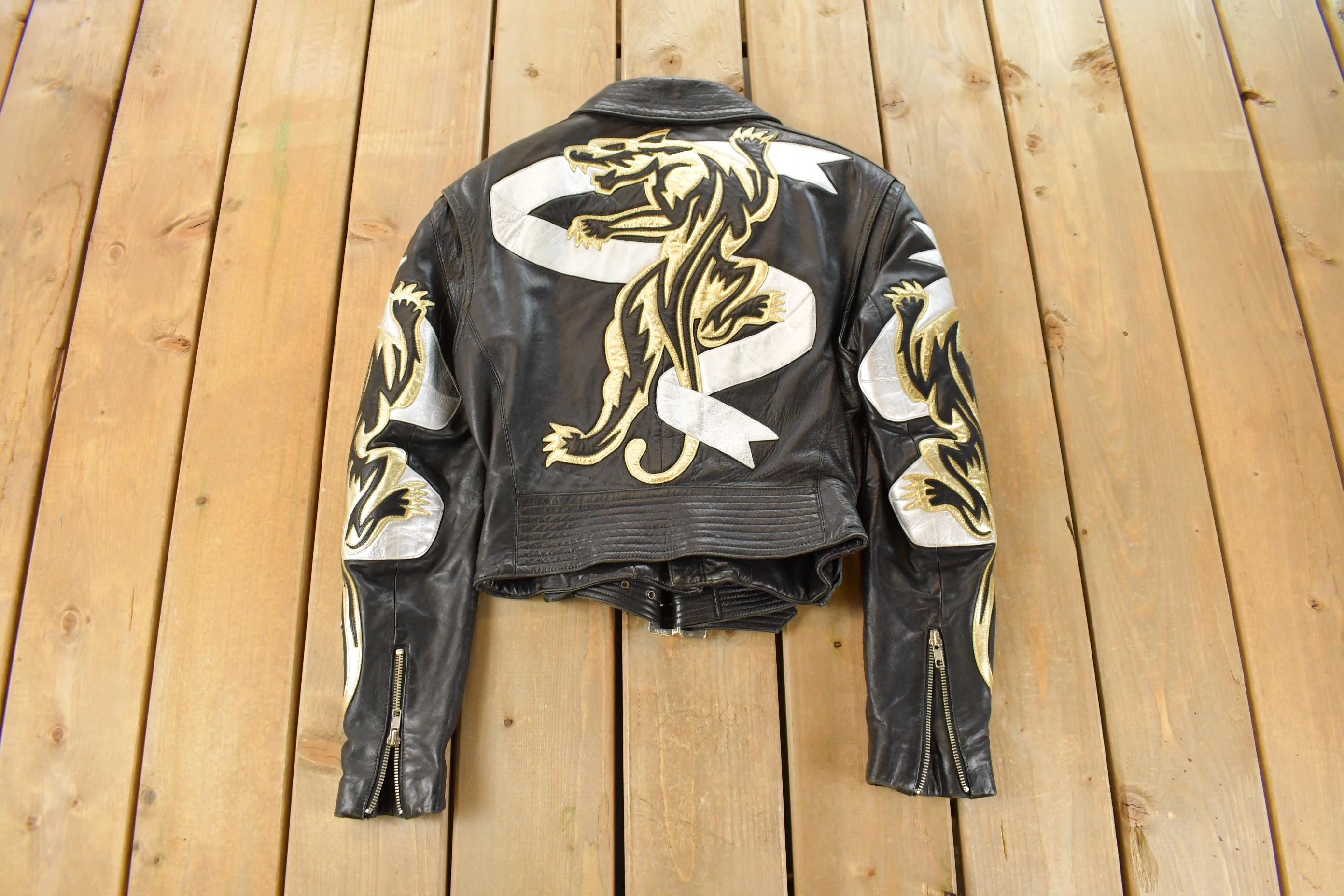 Vintage 1980s Michael Hoban North Beach Motorcycle Leather Jacket Women's XS-S
