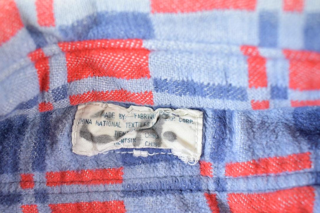 Vintage 1970s Plaid Button Up Shirt Mens L
