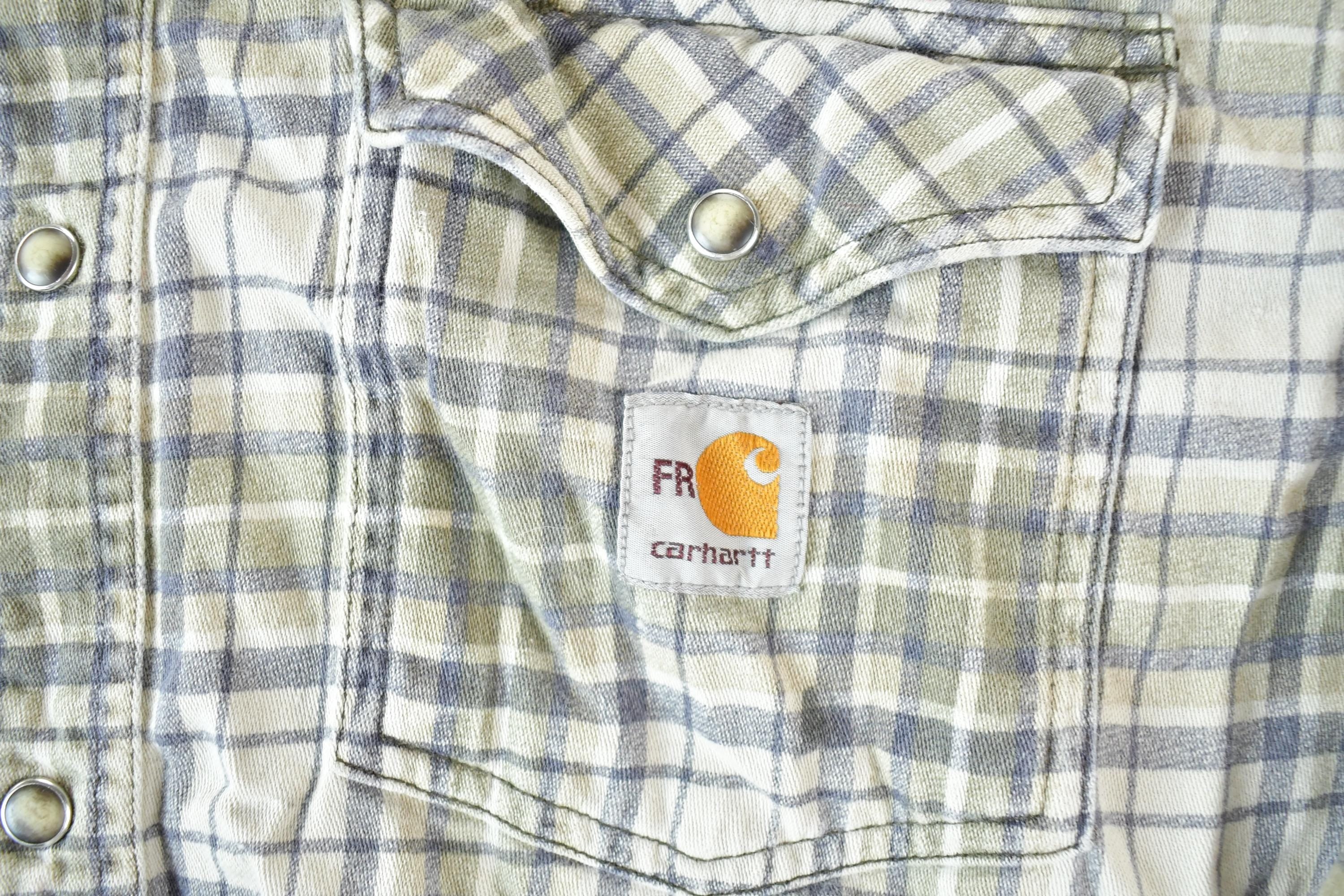 Vintage Y2K Carhartt FR Western Style Plaid Cat 2 Button Up Shirt Men's Large