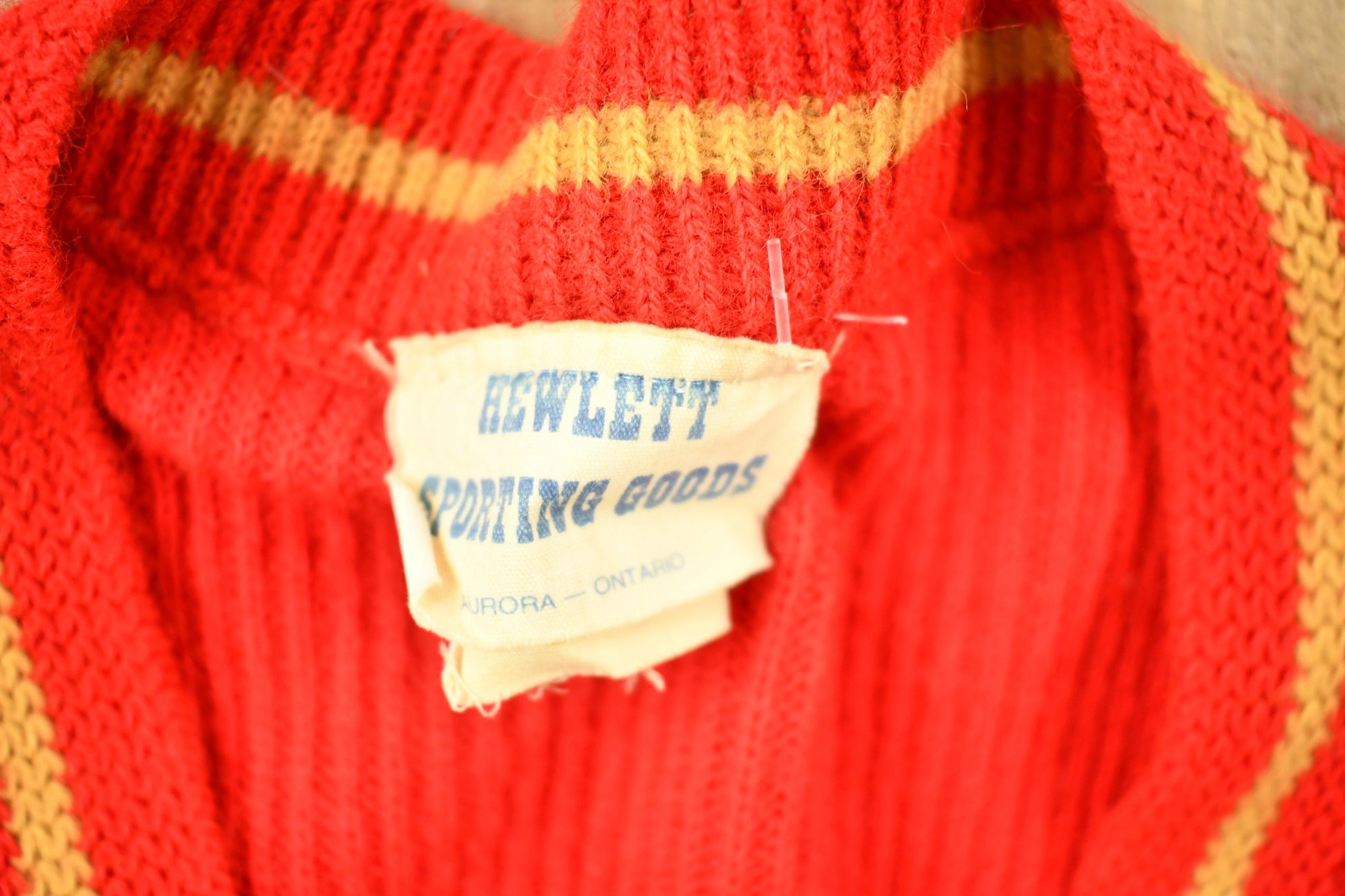 Vintage 1960s Collegiate Cardigan Knit Sweater  Hewlett Sporting Goods  Vintage Cardigan  Button Up  Patchwork  Made In Canada