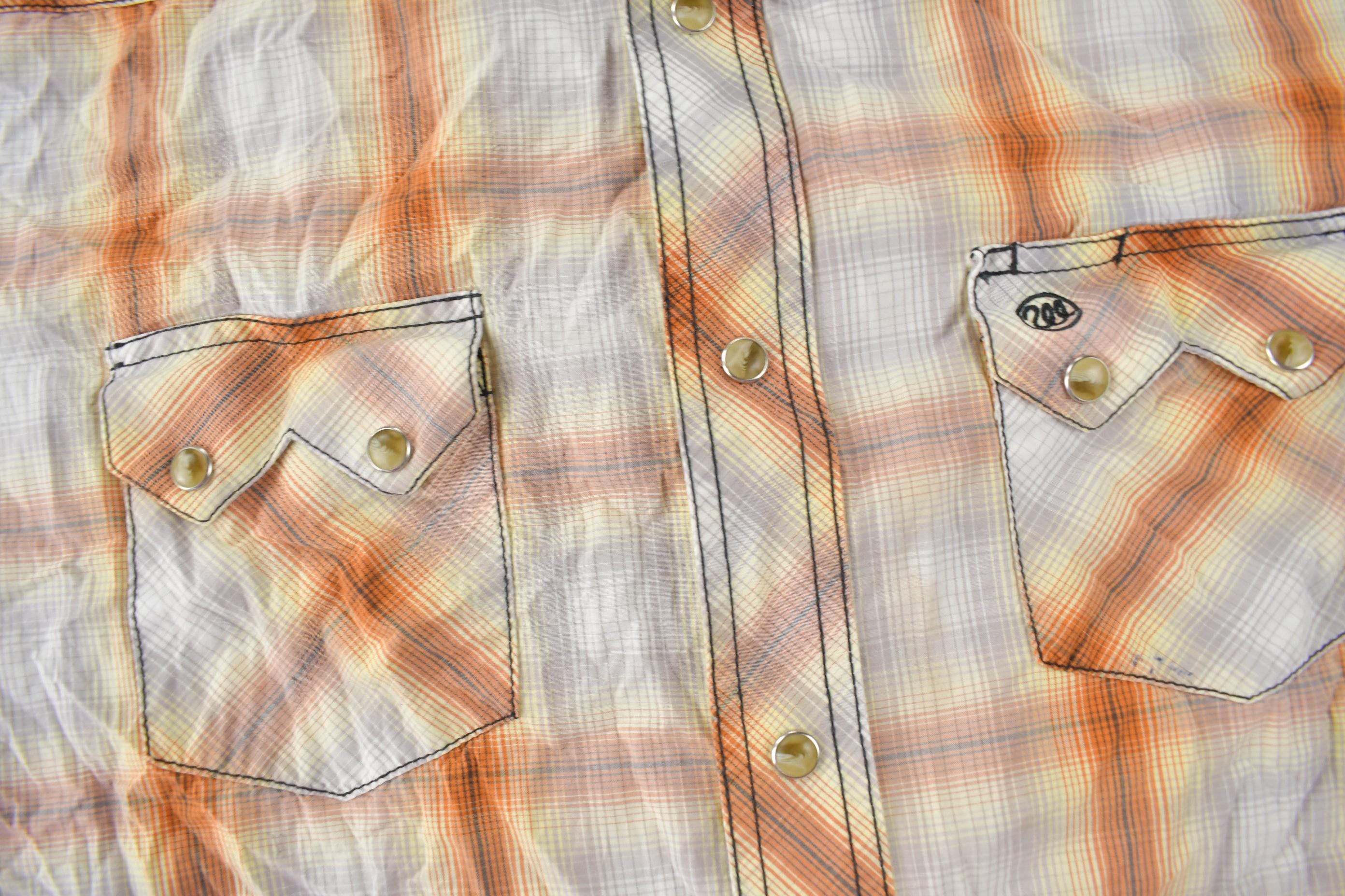 Vintage 1990s Wrangler Western Shirts Pearl Snap Short Sleeve Plaid Button Up Shirt Size XLT