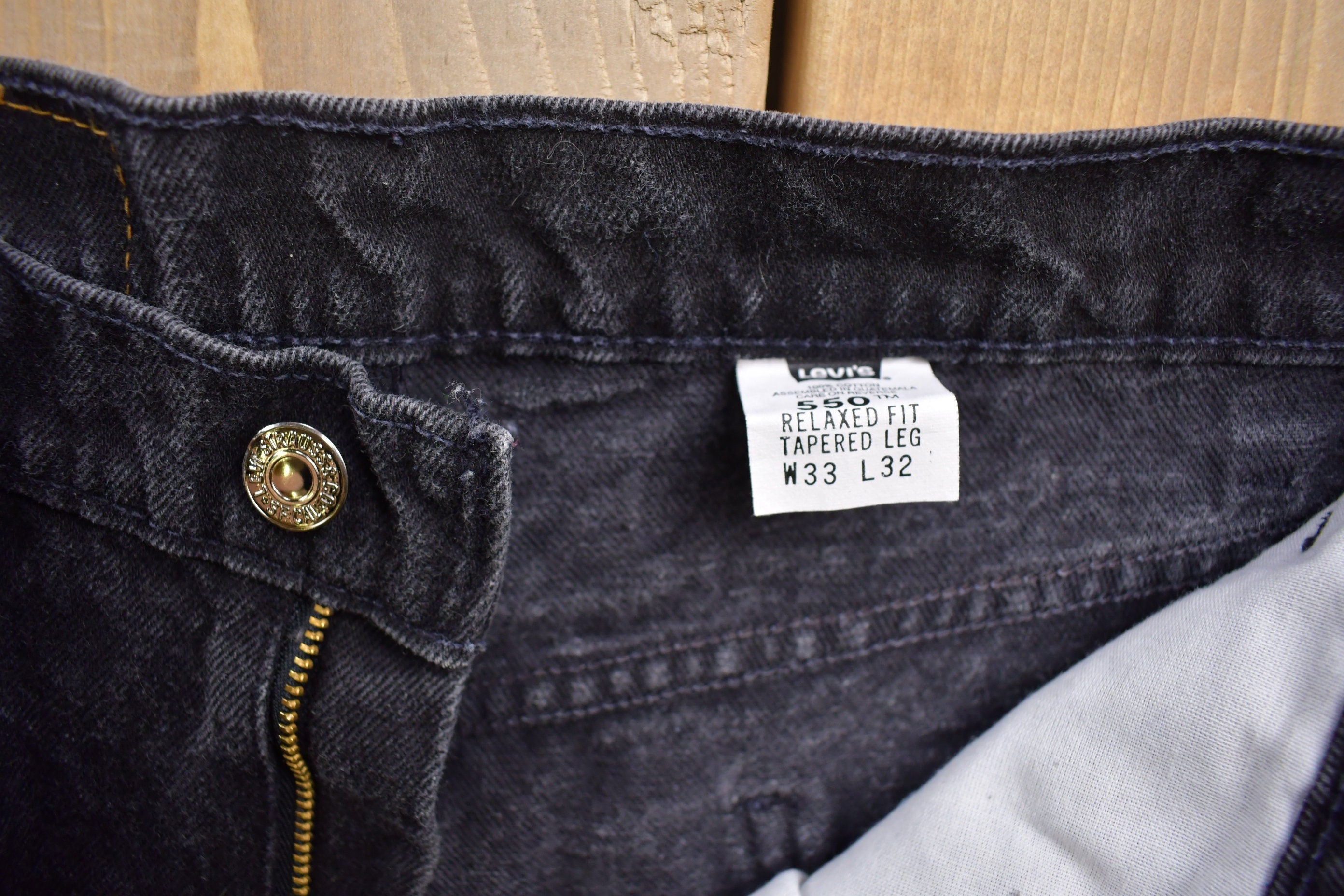 Vintage 1980s Levi's 550 Orange Tab Black Denim Jeans Size 30 x 31