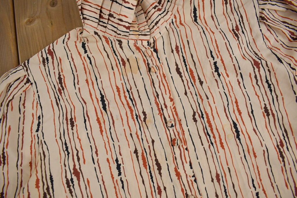 Vintage 1980s Ruffle Collar Button Up Shirt
