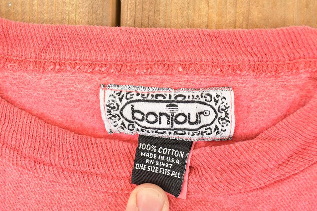 Vintage 1990s Bonjour Indigo Design Graphic Print Crewneck Sweatshirt Womens Cropped XL