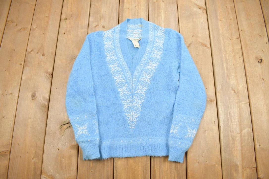 Vintage 1970s Sears Knit V-Neck Sweater / True Vintage / Sweatshirt / Abstract Pattern / 70s Sweater