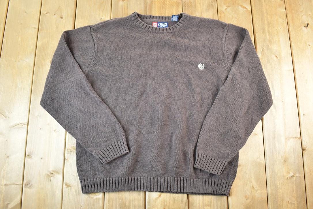 Vintage 1990s Chaps Knit Abstract Pattern Crewneck Sweater Mens M