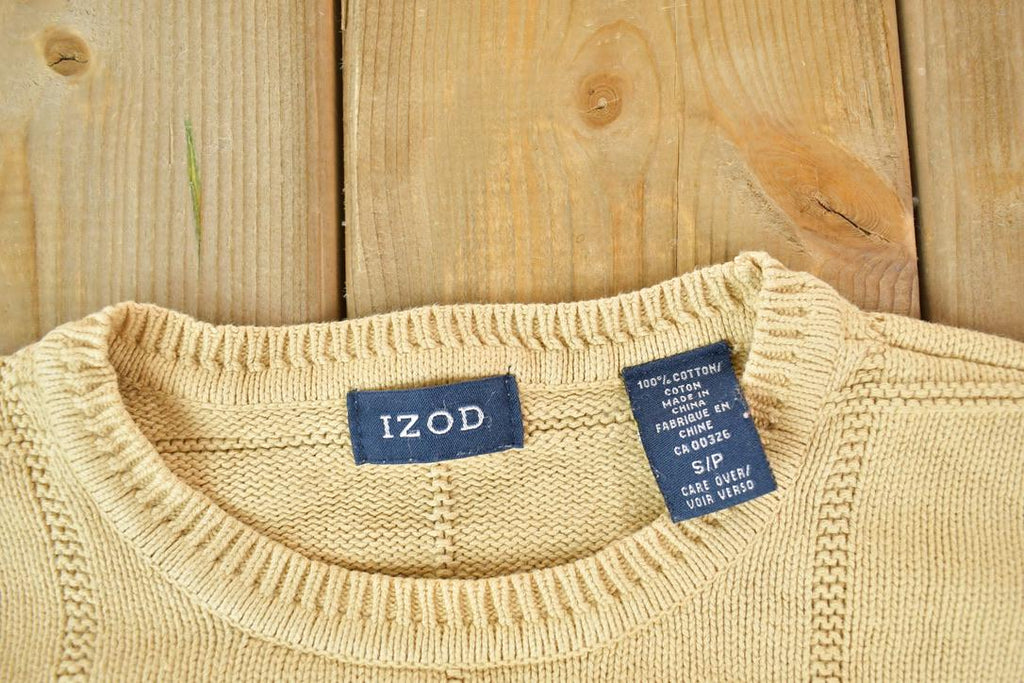Vintage 1990s Izod Chunky Knit Abstract Pattern Crewneck Sweater Made In 90s Crewneck