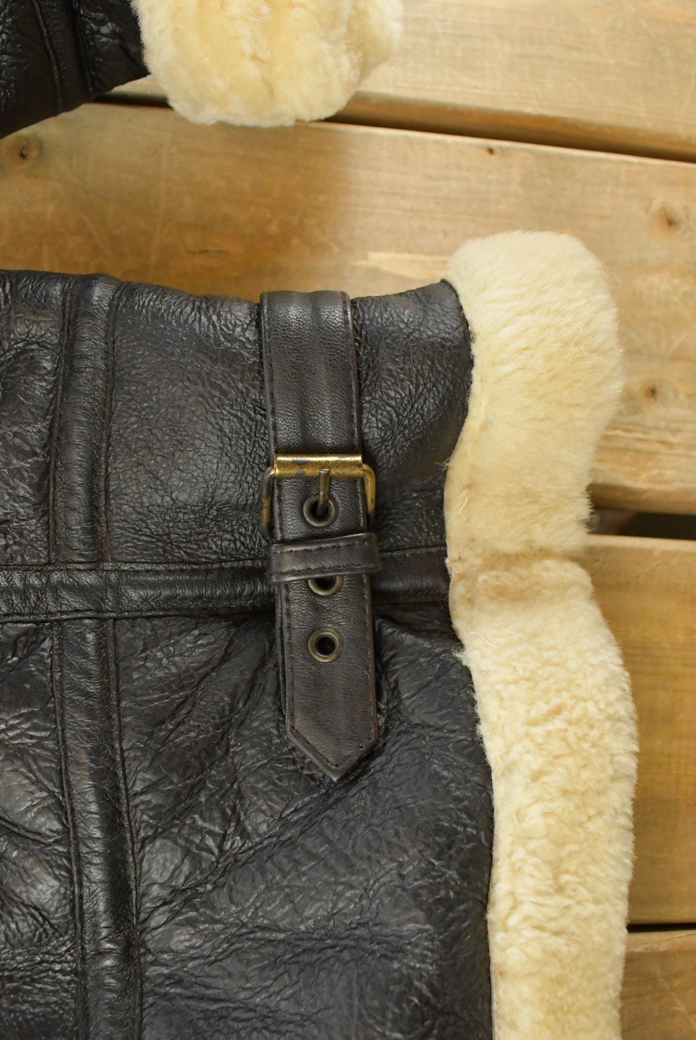 Vintage 1980s Shearling Leather Fur Jacket Men's 2XL /