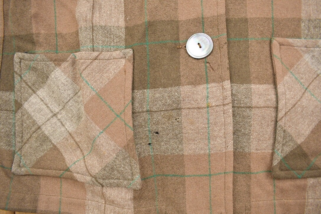 Vintage 1970s Pendleton Plaid Button Up Blazer Shirt