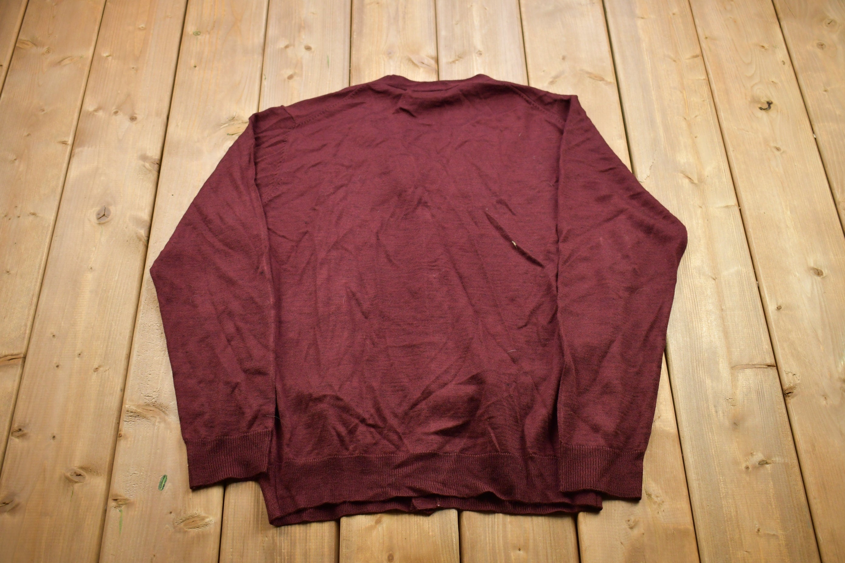 Vintage 1990s Burgundy Scala Milano Italy Knitted Cardigan Sweater