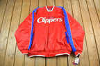 Vintage 2000s Hardwood Classics San Diego Clippers NBA Basketball Embroidered Snap Button Satin Bomber Jacket Mens 3XL